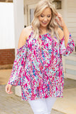 Floral Print Cold Shoulder Plus Size Top