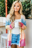 Rainbow Ombre Buttoned Cardigan with Pockets