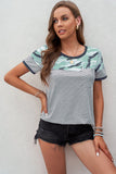 Camo Stripes Mix Prints T-shirt with Pocket