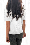 Buttoned Swiss Dot Turn-down Collar Short Sleeve Shirt