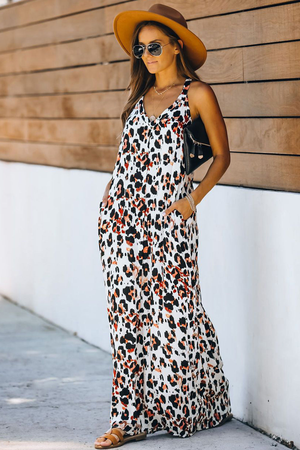 Sleeveless Cut-out Pocketed Maxi Dress