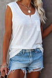 Snap Buttons Scoop Neck Tank with Pocket