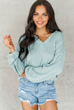 Loose Fit Ribbed V Neck Hoodie
