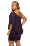 Plus Size Multiple Dressing Layered Dark Blue Mini Poncho Dress