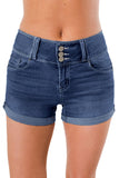 Light Blue Triple Button High Waisted Denim Shorts