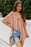 Button Striped Short Sleeves Shirt