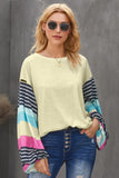 Striped Colorblock Long Sleeve Knit Top