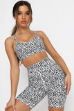 Charcoal Leopard Print Sports Bra Shorts Set
