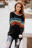 Rainbow Print White Long Sleeve Top