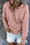 Pink Snap Button Pullover Hoodie with Pocket