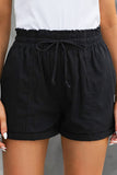 Elastic Waist Drawstring Roll Hem Shorts