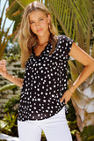 Floral Scalloped V Neck Short Sleeves Top