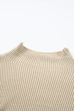 High Neck Drop Shoulder Rib Knit Sweater