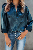 Satin Button Shirt with Pocket