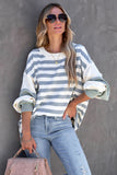 Stripe Drop Shoulder Striped Pullover Sweatshirt