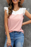 Flutter Shoulder Striped Print Tank Top