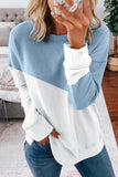Light Blue Patchwork Dropped Shoulder Sweatshirt