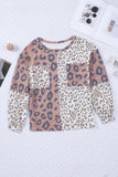 Leopard Color Block Patchwork Long Sleeve Top