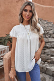 White Tiered Sleeve Frilled Neck Dotted Top