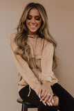 Waffle Knit Kangaroo Pocket Hooded Sweatshirt
