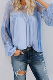Fashion Lantern-Sleeve Lace Patchwork Top