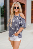 Star Print Cold Shoulder Top