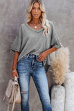 V Neck Short Sleeve Knit Tee