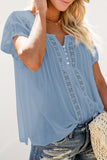 Crochet Eyelet Short Sleeves Top