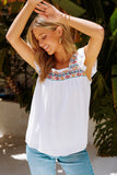 White Embroidered Babydoll Top