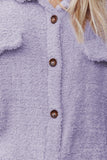 Purple Plush Button Down Pocketed Shirt Jacket