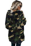 Camo Print Soft Fleece Hooded Open Front Coat