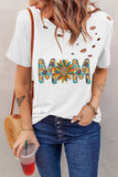 Sunflower-MoM Printed Short Sleeves Hollow Tee