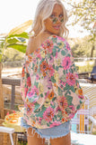 Yellow Colored Drawing Flowers Sexy Off Shoulder Top