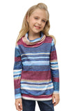 Cowl Neck Girl's Striped Sweatshirt