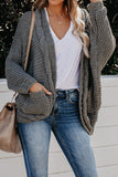 Chunky Knit Solid Cardigan with Pocket