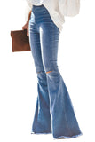 Distressed Bell Bottom Denim Pants