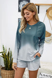 Dip Dye Hooded Lounge Sweatshirt Shorts Set