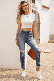 High Rise Distressed Raw Hem Skinny Jeans