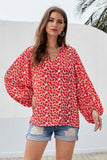Boho Print Balloon Sleeve Blouse