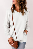 Ribbed V Neck Drop Shoulder Sweatshirt