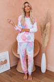 Shut-eye Pocketed Tie-dye Knit Hooded Joggers Set