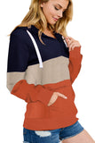 Color Block Zipped Neck Hoodie