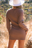 Textured V Neck Wrap Sweater Dress