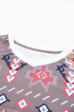 Khaki Geometric Aztec Solid Contrast Top