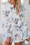 Floral Print White Knit Lounge Set