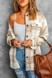 Gray Plaid Print Pocket Women Shacket