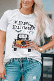 Happy Halloween Pumpkin Truck Print Graphic Tee