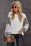 Beige Leopard Print Bubble Sleeve Top