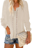 Bohemian Bubble Sleeve Eyelet Blouse