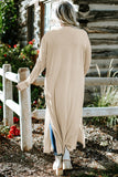 Plus Size Ribbed Long Open Front Cardigan